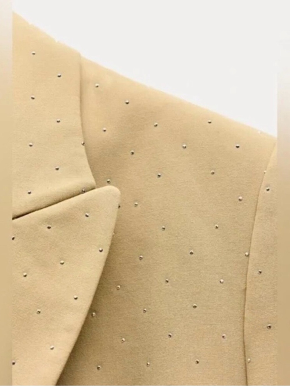 Zara NWOT Beige Suit with small silver studs. Cropped Tailored Pants. - Picture 5 of 9